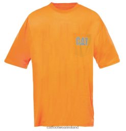 Cat Footwear Ireland 2N040Z214 Caterpillar Hi-Vis Trademark Pocket Tee Orange Men | Tops & Outerwear