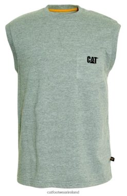 Caterpillar Boots Waterproof 2N040Z231 Caterpillar Trademark Sleeveless Pocket Tee Heather Grey Men | Tops & Outerwear