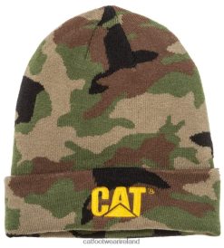 Caterpillar Work Boots Ireland 2N040Z251 Caterpillar Trademark Cuff Beanie Woodland Camo Men | Hat