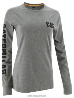 Caterpillar Work Boots Ireland 2N040Z320 Caterpillar Trademark Banner Long Sleeve Tee Dark Heather Grey Women | Tops & Outerwear